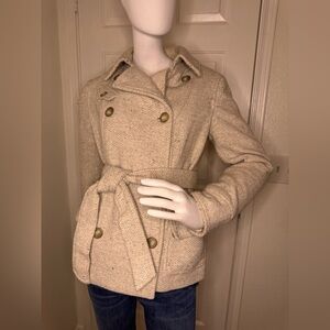 Banana Republic Women's Cream Double-Breasted Coat